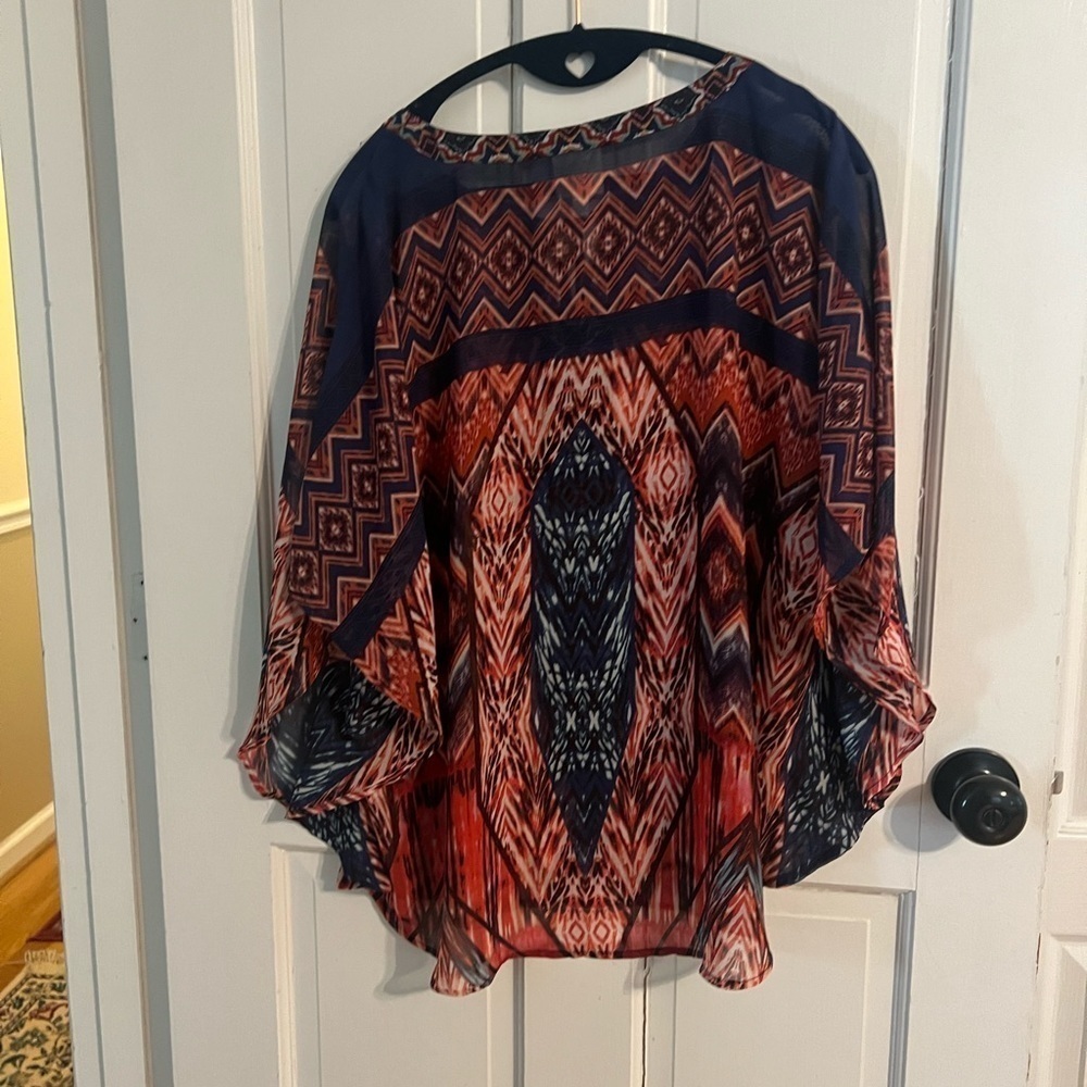 Fig & Flower Boho Peasant Top Embroidered Cottagecore Blouse Size L - Picture 4 of 11